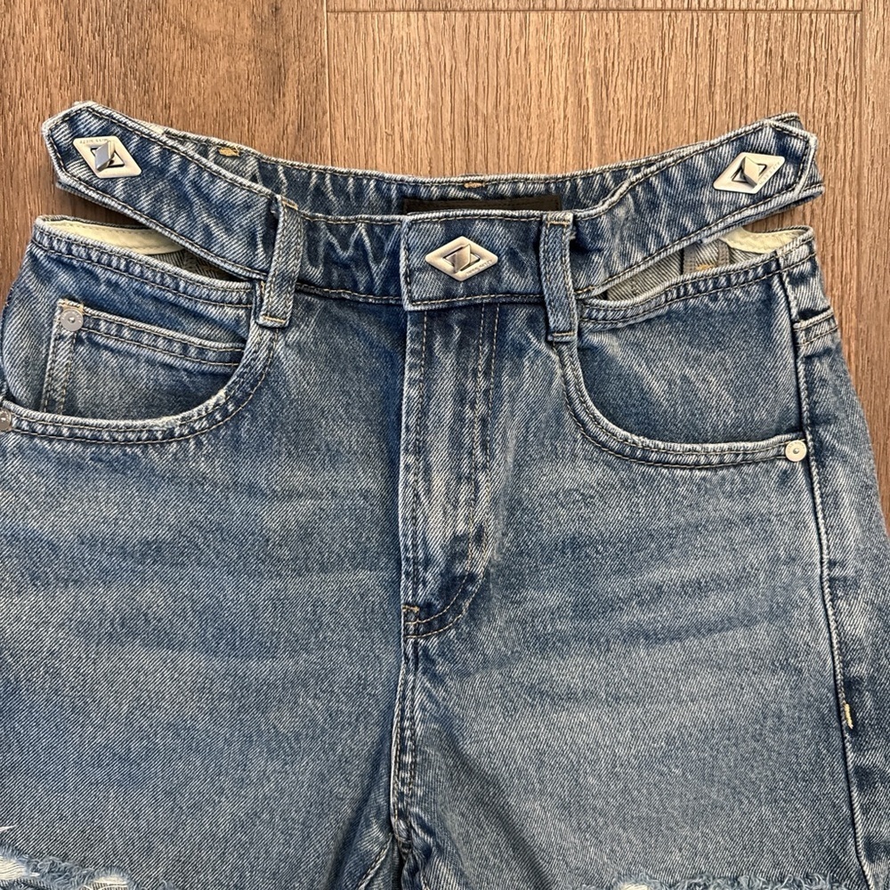 Miss Sixty Denim cut out Frayed Hem Womens Shorts size 24 - Picture 2 of 8